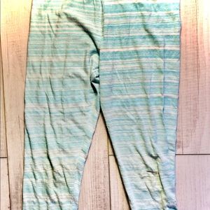 Teal legging with white stripes